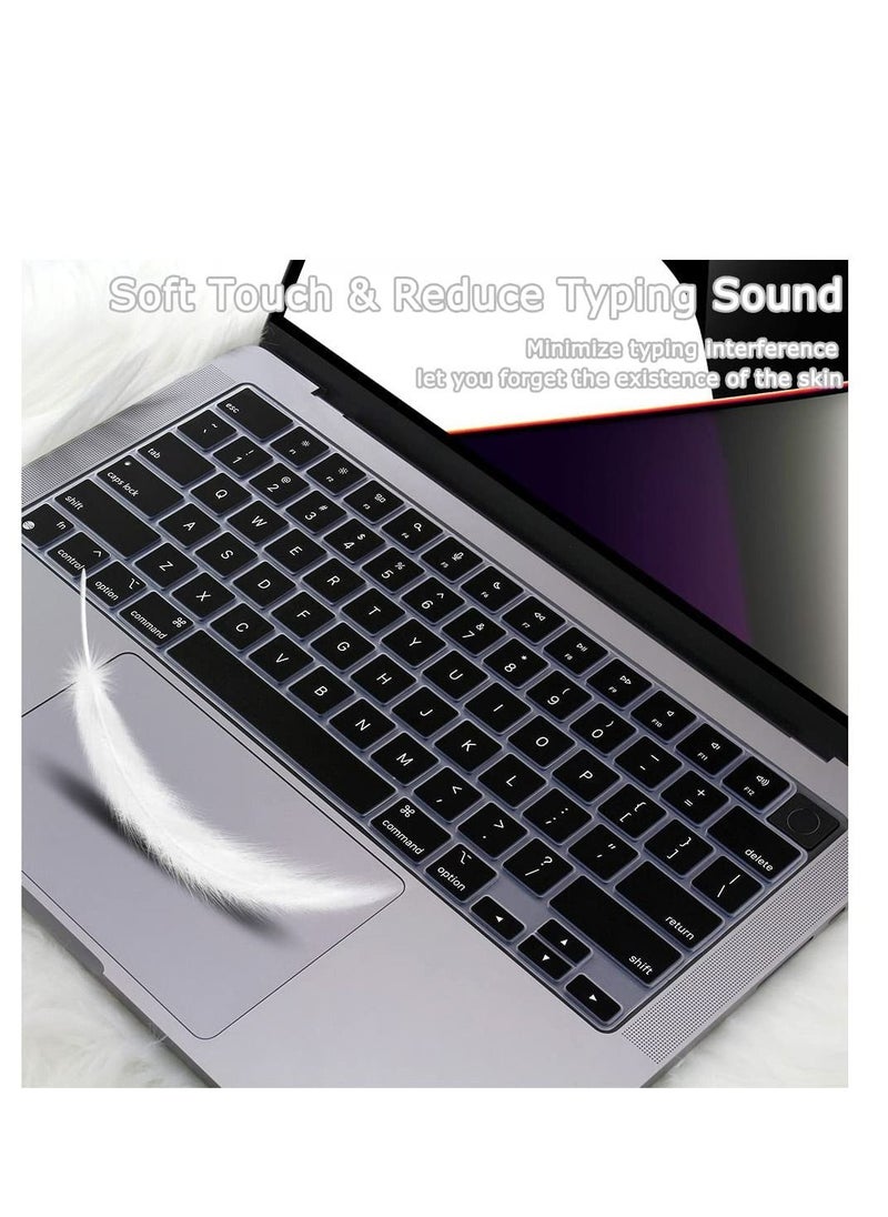 Clear Ultra Thin Silicone Keyboard Cover for 2025-2021 M4/M3/M2/M1 Pro/Max Chip MacBook Air 15.3"/13.6" A3241/A3114/A2941/A3240/A3113/A2681 MacBook Pro 14"/16" A3112/A3185/A3401/A2442/A2779/A3403/A3186/A2485/A2780, US Layout Keyboard Protector