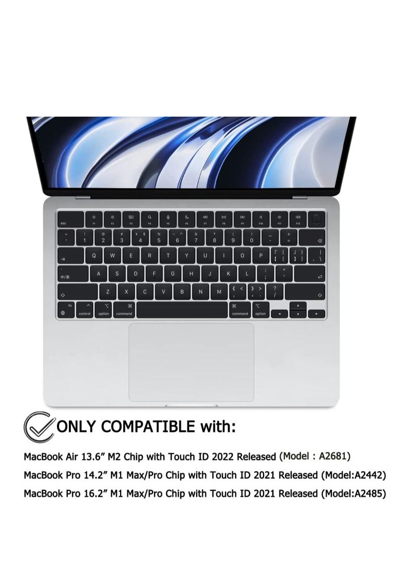 Clear Ultra Thin Silicone Keyboard Cover for 2025-2021 M4/M3/M2/M1 Pro/Max Chip MacBook Air 15.3"/13.6" A3241/A3114/A2941/A3240/A3113/A2681 MacBook Pro 14"/16" A3112/A3185/A3401/A2442/A2779/A3403/A3186/A2485/A2780, US Layout Keyboard Protector