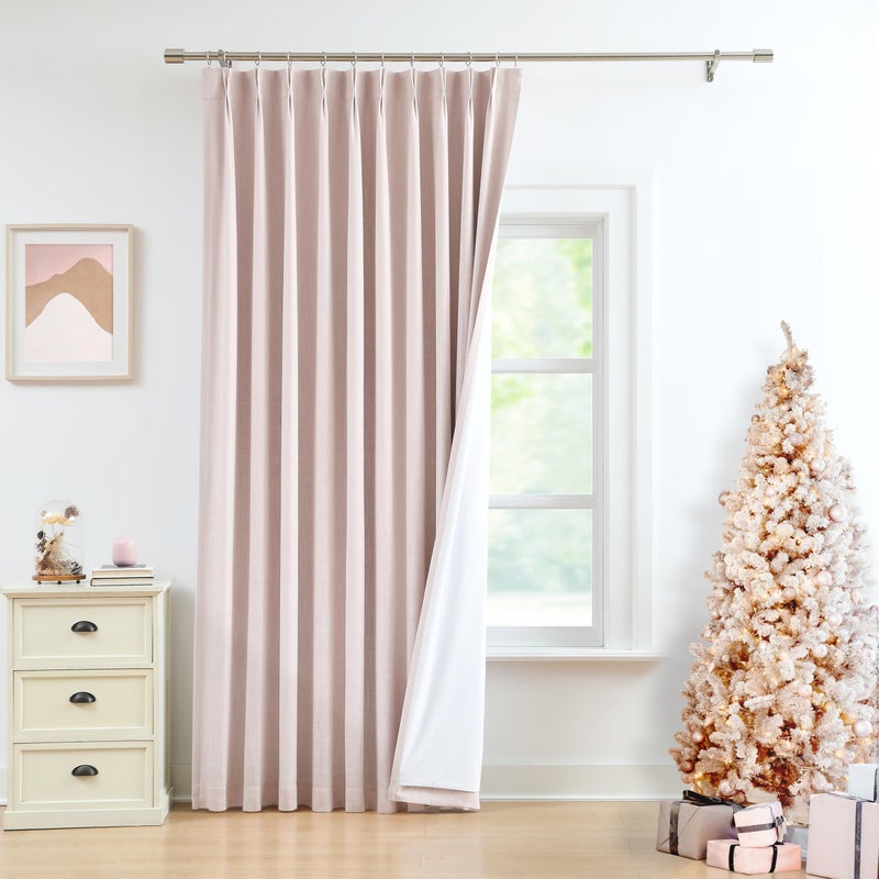 WEST LAKE WEST LAKE 120 Inches Pink Bailey Pinch Pleated Blackout Curtains with Liner Room Darkening Thermal Insulating Drapes Modern Back Tab Window Treatment for Bedroom Living Room 60"" Wx120 L 1 Panel  - Image 1