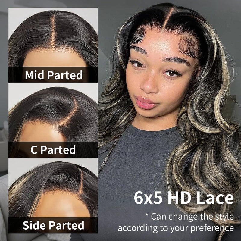 Tinashe Human Hair Wig Glueless Face-Framing Curtain Bangs Loose Body Wave 6Ã—5 HD Lace Front Bob Highlight Honey Blonde Closure Wigs Pre Cut Bleached Knots Wigs for Black Women Haircuts 16 Inches - Image 4