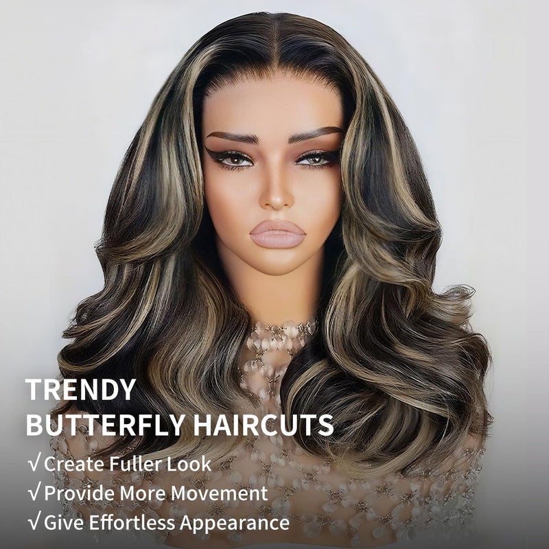 Tinashe Human Hair Wig Glueless Face-Framing Curtain Bangs Loose Body Wave 6Ã—5 HD Lace Front Bob Highlight Honey Blonde Closure Wigs Pre Cut Bleached Knots Wigs for Black Women Haircuts 16 Inches - Image 2