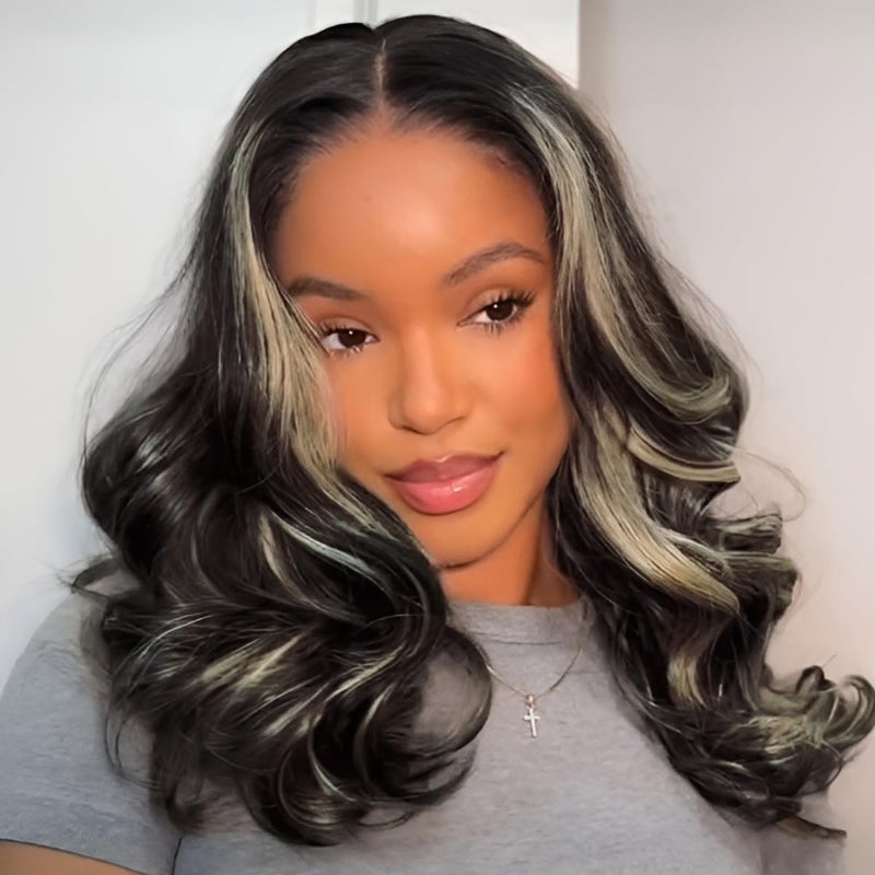 Tinashe Human Hair Wig Glueless Face-Framing Curtain Bangs Loose Body Wave 6Ã—5 HD Lace Front Bob Highlight Honey Blonde Closure Wigs Pre Cut Bleached Knots Wigs for Black Women Haircuts 16 Inches - Image 1