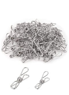 KASTWAVE Clothes Pins Clothes Pegs Stainless Steel Laundry Pins Clips Cloth Washing Metal Clip Silver Strong Elasticity Windproof Wire Clip Pegs Against Rust for Laundry Hanging Blanket Towel 100Pcs  - Image 1