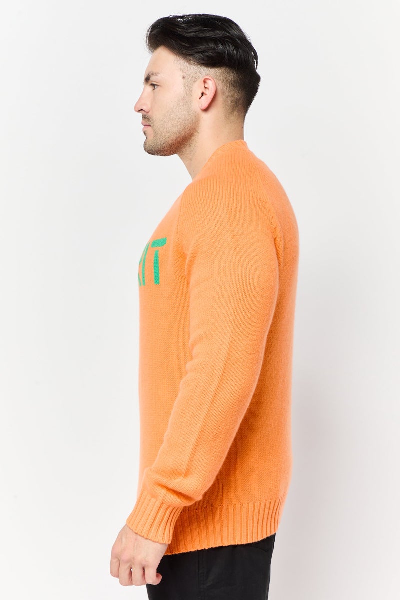 ESPRIT Men Ribbed Neck Knitted Sweater, Orange - Image 2