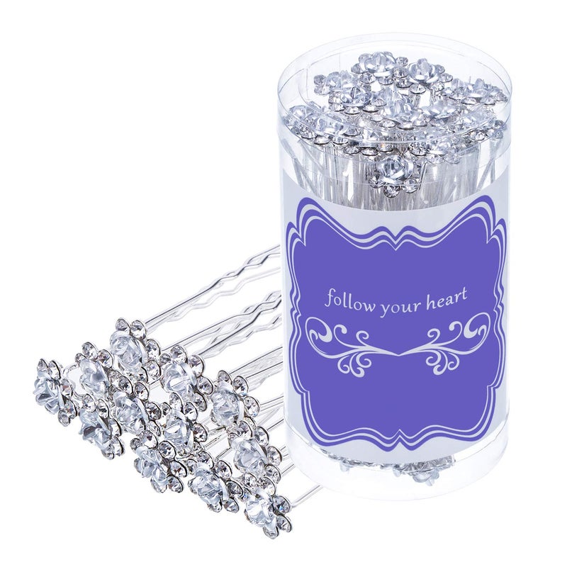 إي بوت مجموعة مشابك شعر على شكل زهرة مرصعة بحجر الراين مكوّنة من 40 قطعة مع حقيبة للتخزين - Image 1