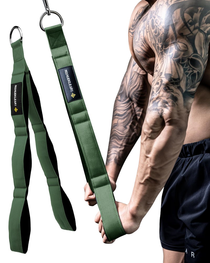 M MANUEKLEAR MANUEKLEAR Tricep Rope Cable Attachment Handles, Greater Range of Motion, Tricep Pull Down Rope for Push Downs, Crunches, Facepulls for Professional Gym (Green) - Image 1