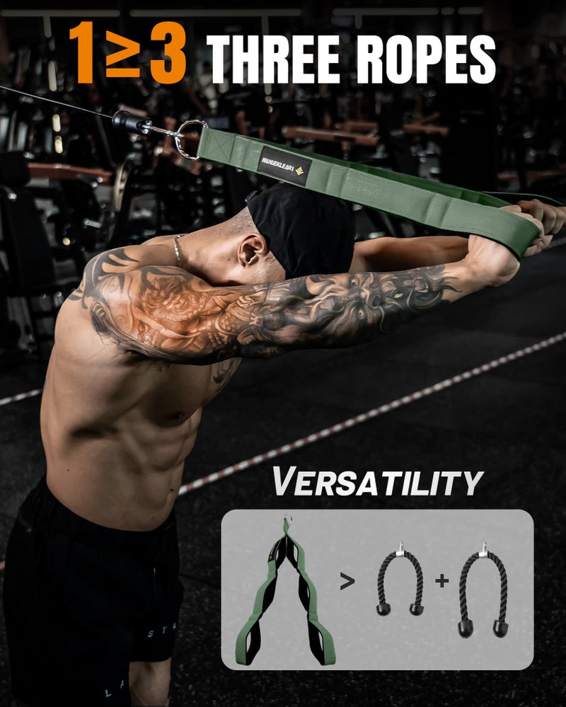 M MANUEKLEAR MANUEKLEAR Tricep Rope Cable Attachment Handles, Greater Range of Motion, Tricep Pull Down Rope for Push Downs, Crunches, Facepulls for Professional Gym (Green) - Image 2