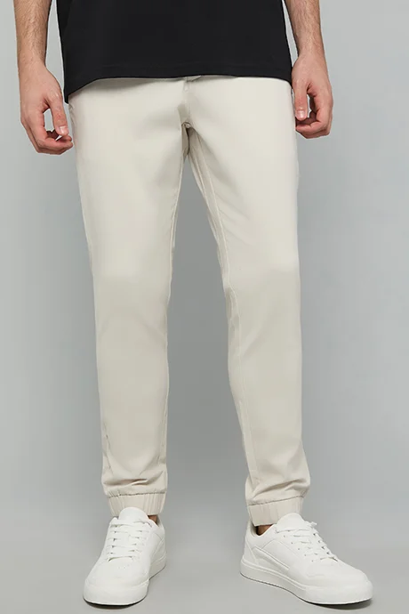 أر أند بي Solid Jogger Pants with Drawstring Waist