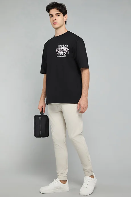 أر أند بي Solid Jogger Pants with Drawstring Waist