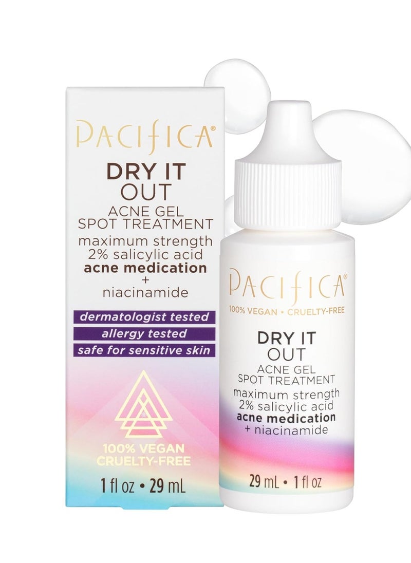 Pacifica Pacifica Acne Spot Treatment & Pimple Cream – Dry It Out Gel with 2% Salicylic Acid, Witch Hazel, Niacinamide – Dries Blemishes Overnight, Fights Breakouts & Redness, For Teens & Adults, Vegan Clean  - Image 1