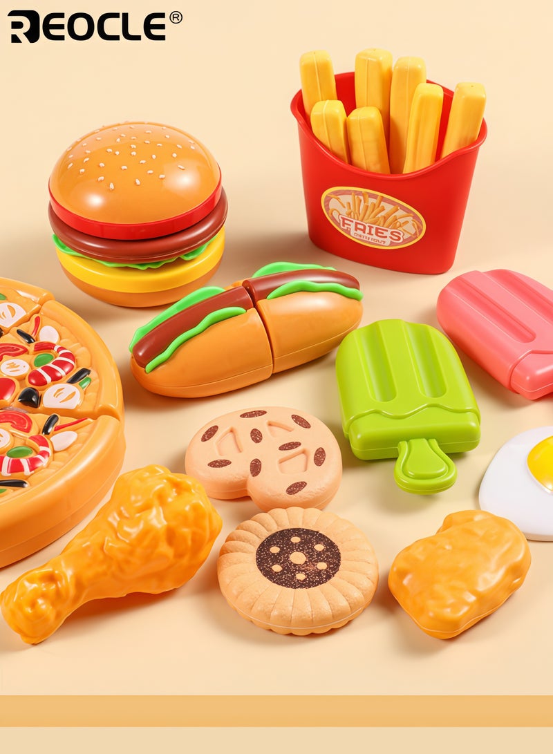 ريوكل مجموعة طعام للأطفال مكونة من 62 قطعة بتفاصيل واقعية وتصميم متنوع، ألعاب مطبخ تظاهرية مع حقيبة تخزين لتعلم لعب الأدوار - Image 5