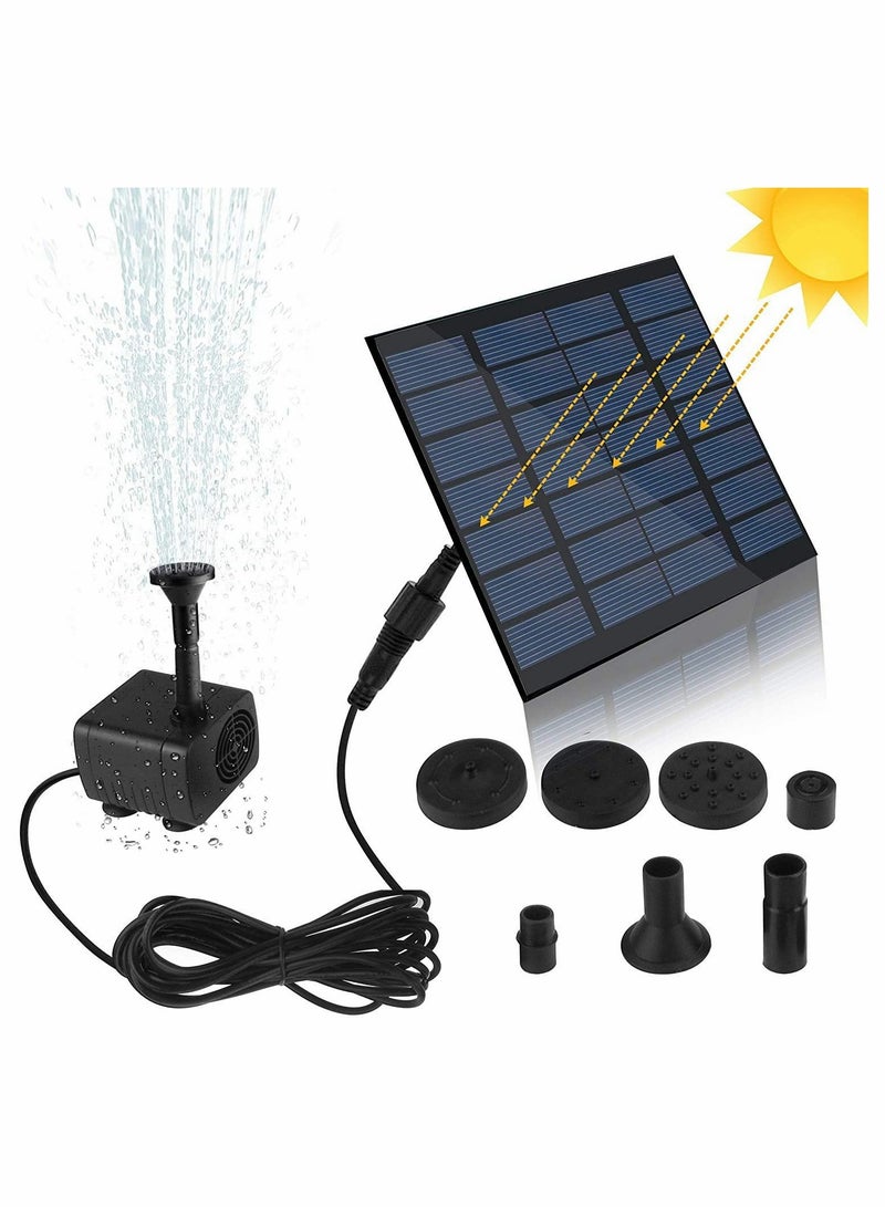 مضخة نافورة شمسية مع لوحة نافورة مياه شمسية صغيرة بقوة 1.2 واط نافورة غاطسة مع 4 فوهات للبركة وخزان الأسماك وحمام السباحة والفناء والحديقة ونافورة حمام الطيور العائمة المربعة - Image 1