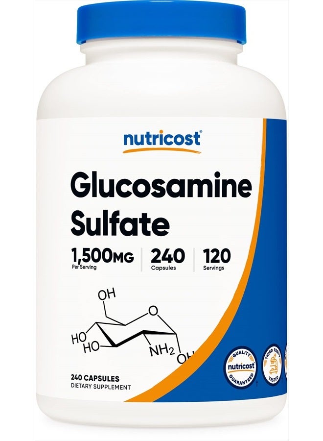 Nutricost Glucosamine Sulfate 750mg, 240 Capsules - 1500mg Per Serving - Image 1