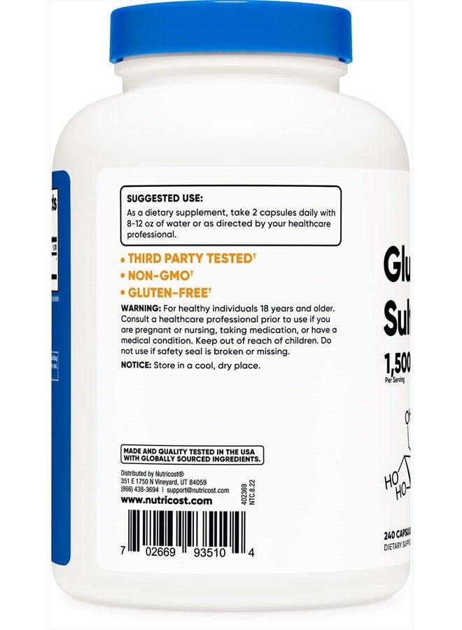 Nutricost Glucosamine Sulfate 750mg, 240 Capsules - 1500mg Per Serving - Image 2