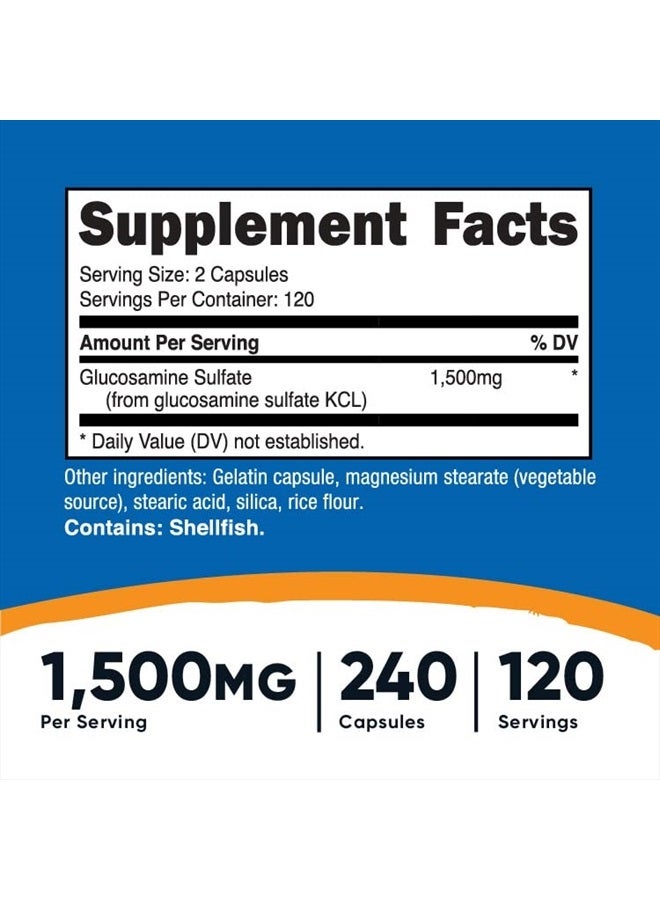 Nutricost Glucosamine Sulfate 750mg, 240 Capsules - 1500mg Per Serving - Image 4