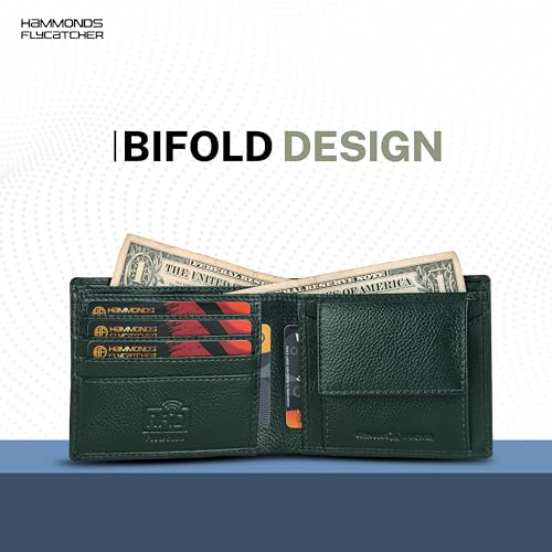 HAMMONDS FLYCATCHER RFID Protected Bi-Fold Wallet for Men Leather Original, Mens Wallet, Leather Wallets for Men, Classic Purse with 4 Card Slots, Coin Pocket, Gift for Mens - Green - Image 5