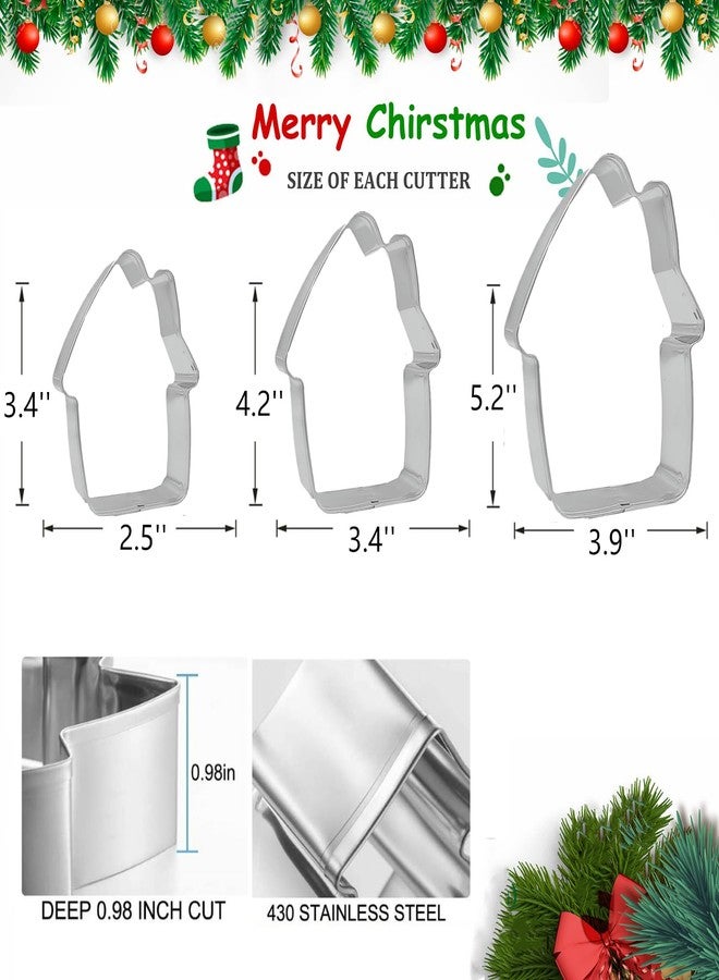 Q-BAKER 3PCS Christmas House Cookie Cutter Set 5.2" 4.2" 3.4" Xmas Cookie Cutters Biscuit Molds for Chirstmas Day Party Decorations DIY Baking Tools for Family Kids - Image 2