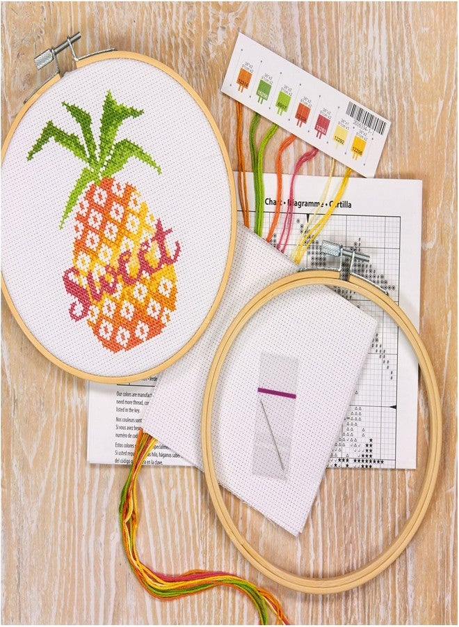 Dimensions Learn-A-Craft Sweet Pineapple Counted Cross Stitch Kit for Beginners, 6'' - Image 4