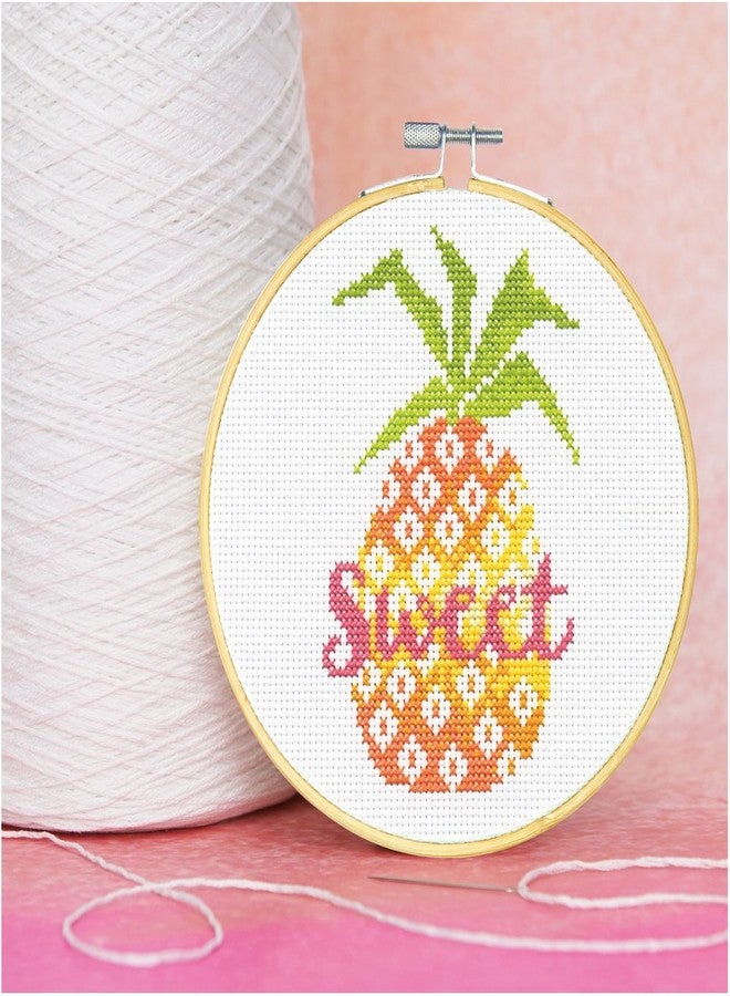 Dimensions Learn-A-Craft Sweet Pineapple Counted Cross Stitch Kit for Beginners, 6'' - Image 2
