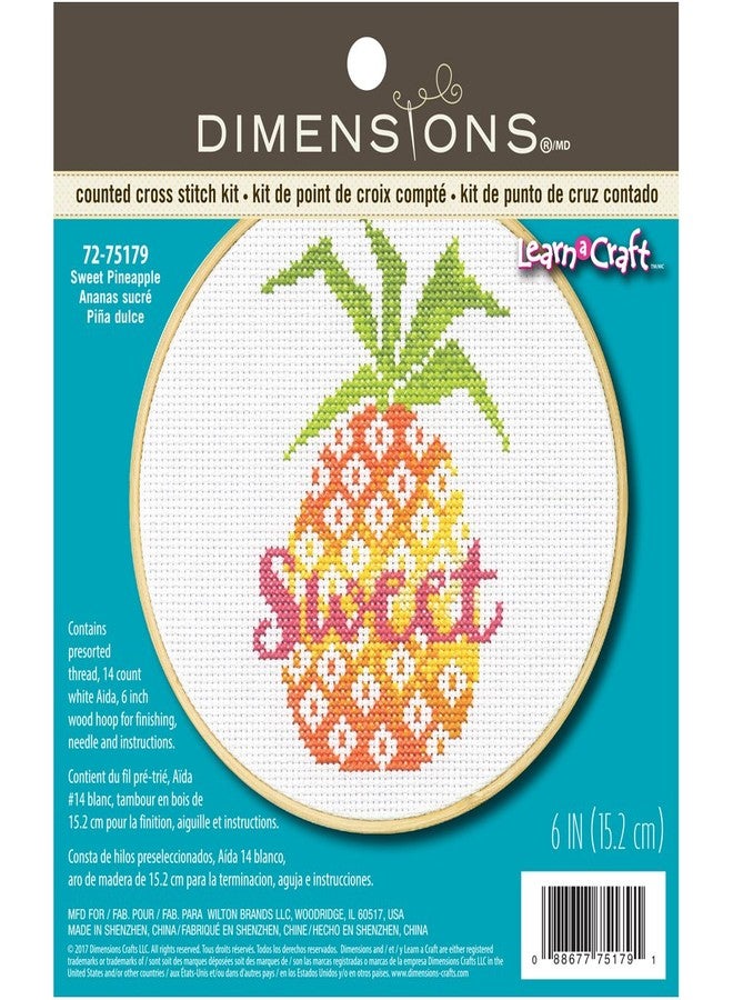 Dimensions Learn-A-Craft Sweet Pineapple Counted Cross Stitch Kit for Beginners, 6'' - Image 3