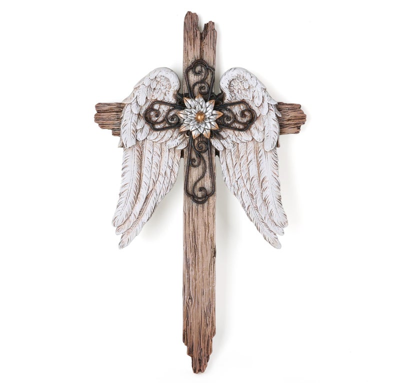 BC BUILDCLASSIC 12" H Angel Wing Inspirational Wall Cross - Image 1