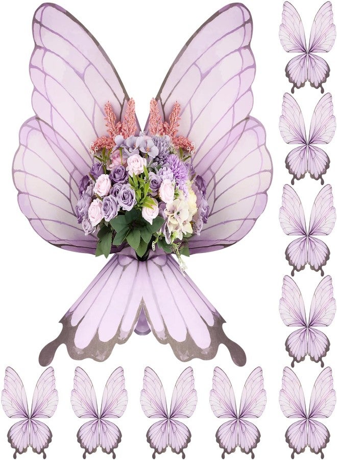Spakon 10 Pairs 40 Sheets Purple Butterfly Bouquet Wrapping Paper Butterfly Waterproof Floral Bouquet Wrapping Packing Paper for Wedding Birthday DIY Craft Florist Supplies - Image 1