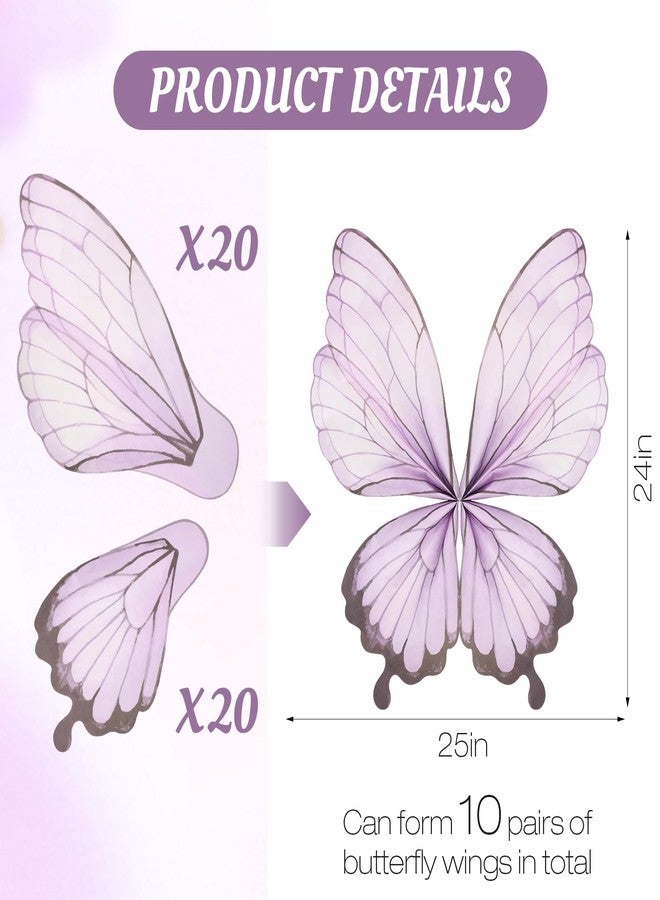 Spakon 10 Pairs 40 Sheets Purple Butterfly Bouquet Wrapping Paper Butterfly Waterproof Floral Bouquet Wrapping Packing Paper for Wedding Birthday DIY Craft Florist Supplies - Image 2