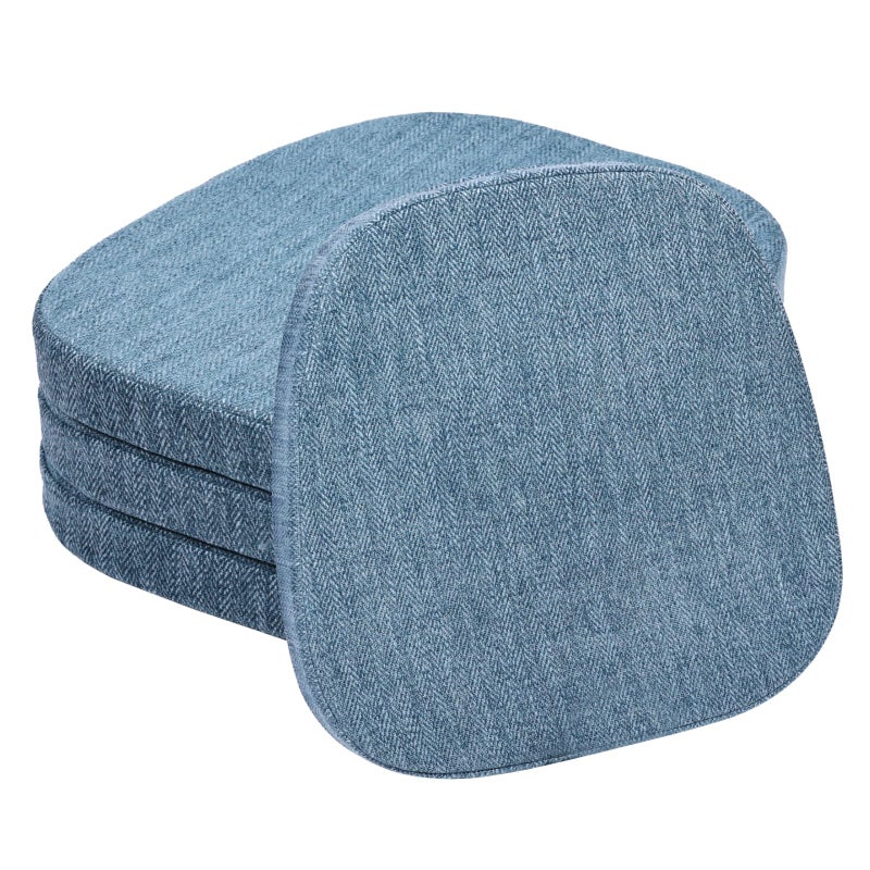 baibu 14In Metal Chair Cushion with Ties Set of 4 NonSlip Metal Dining Chair Pads Kitchen Seat Cushions with Machine Washable Cover 14x14x15in Blue