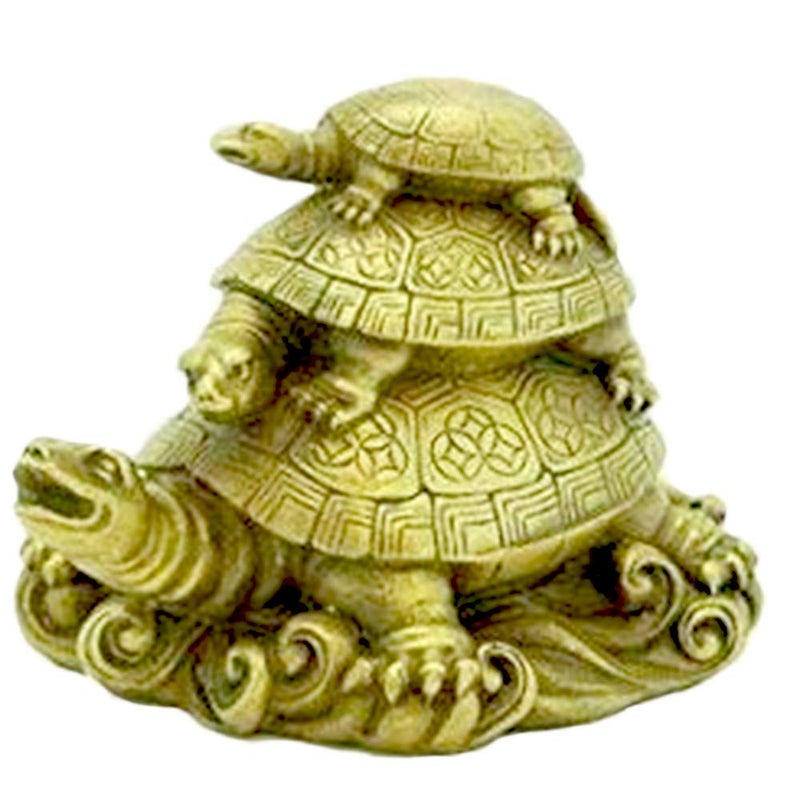 GJ Dsrk Green Three Tiered Feng Shui Tortoises - Image 5