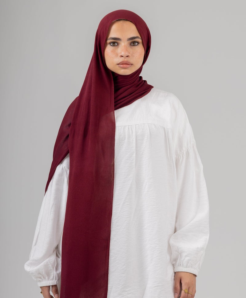 Luxurious Cotton Crinkle Scarf — Scarlet Red