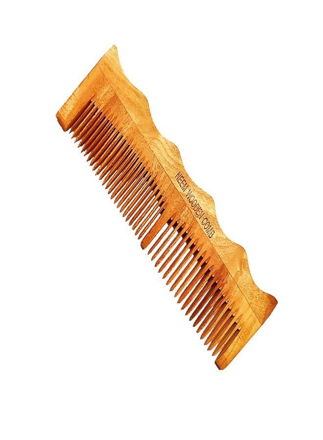 BlackLaoban Handmade Wooden Combs Big Size Kacchi Neem Wood Comb Set - Neem Comb Combo For Men & Women Hair Growth - Anti Dandruff, Detangling Hair Fall Control Kanghi New Dual Tooth - Image 5