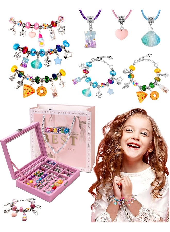 JCB CHIC 76 Pieces Charm Bracelet Making Kit for Girls, Charm Bracelets Jewelry Making Kit with Beads Bracelets Charms Necklace DIY Crafts Gifts Set for Teen Girls Kids Age 8-12（HK869） - Image 1