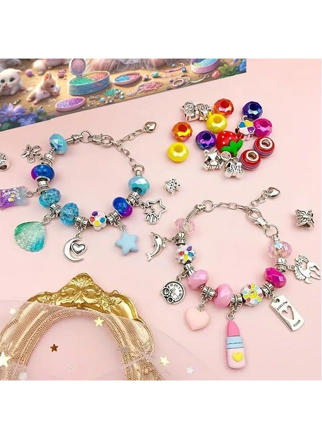 JCB CHIC 76 Pieces Charm Bracelet Making Kit for Girls, Charm Bracelets Jewelry Making Kit with Beads Bracelets Charms Necklace DIY Crafts Gifts Set for Teen Girls Kids Age 8-12（HK869） - Image 3
