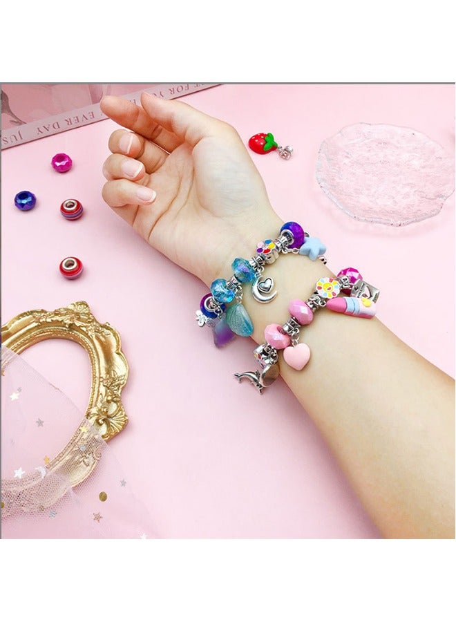 JCB CHIC 76 Pieces Charm Bracelet Making Kit for Girls, Charm Bracelets Jewelry Making Kit with Beads Bracelets Charms Necklace DIY Crafts Gifts Set for Teen Girls Kids Age 8-12（HK869） - Image 4