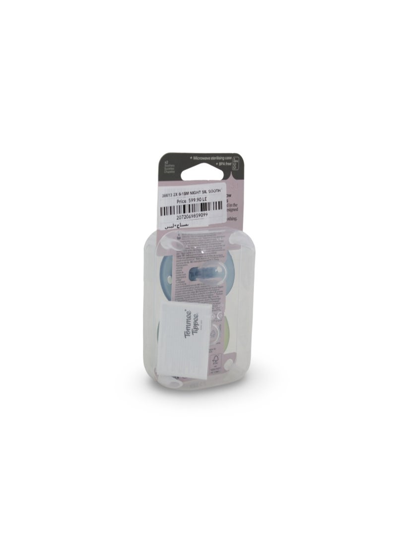 Tommee Tippee Nightglow Pacifier 6-18m – Mint & Baby Blue - Image 2