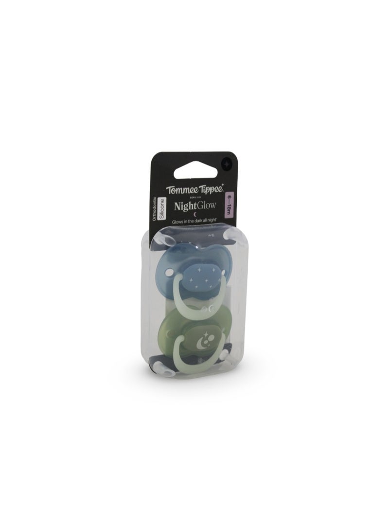 Tommee Tippee Nightglow Pacifier 6-18m – Mint & Baby Blue - Image 1