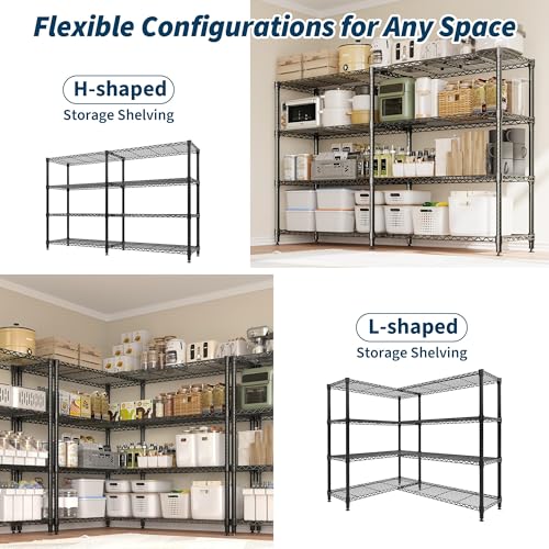 MilleLoom 4-Tier Metal Shelving Unit, Heavy Duty Storage Shelves Adjustable Garage Shelf, Easy Assembly, for Basement, Kitchen & Pantry Room Organization, 13.8" D x 60" W x 59.5" H - Image 2