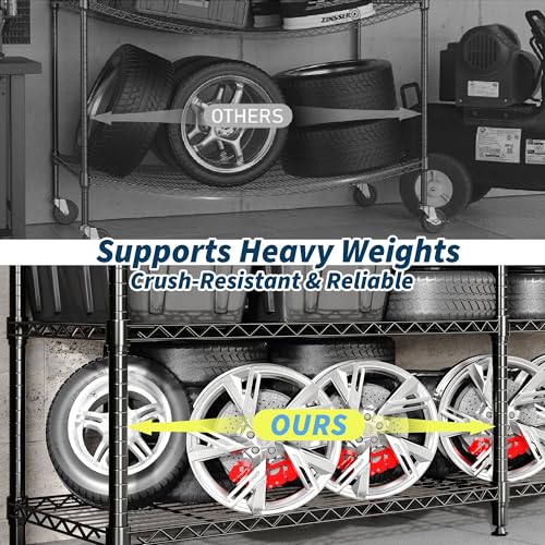 MilleLoom 4-Tier Metal Shelving Unit, Heavy Duty Storage Shelves Adjustable Garage Shelf, Easy Assembly, for Basement, Kitchen & Pantry Room Organization, 13.8" D x 60" W x 59.5" H - Image 4