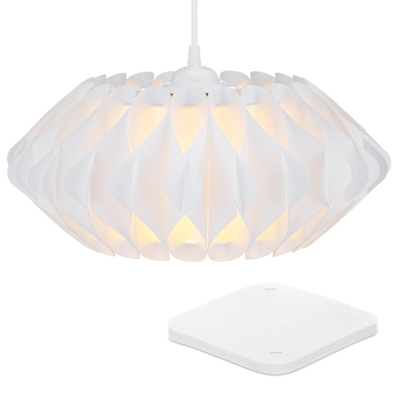 kwmobile Puzzle Lampshade - 10" Diameter DIY Ceiling Light Lamp Shade with 22 Pieces - Flat Chandelier Design for Pendant Lights - Size M, White - Image 5