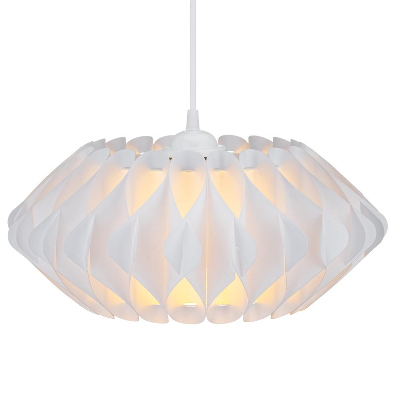 kwmobile Puzzle Lampshade - 10" Diameter DIY Ceiling Light Lamp Shade with 22 Pieces - Flat Chandelier Design for Pendant Lights - Size M, White - Image 1