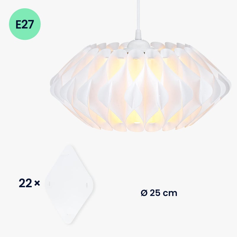 kwmobile Puzzle Lampshade - 10" Diameter DIY Ceiling Light Lamp Shade with 22 Pieces - Flat Chandelier Design for Pendant Lights - Size M, White - Image 4