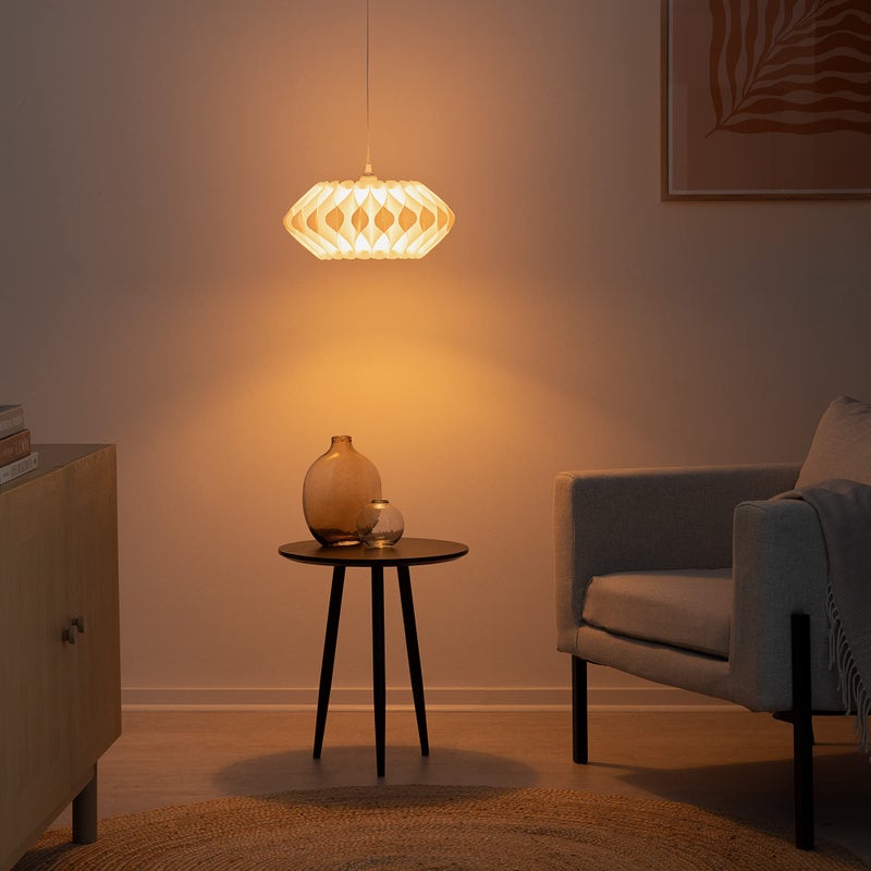 kwmobile Puzzle Lampshade - 10" Diameter DIY Ceiling Light Lamp Shade with 22 Pieces - Flat Chandelier Design for Pendant Lights - Size M, White - Image 2