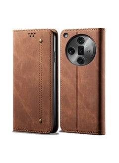 HuHa Case Cover For OPPO Find X7 Pro/Find X7 Ultra Denim Texture Casual Style Horizontal Flip Leather Case Brown 