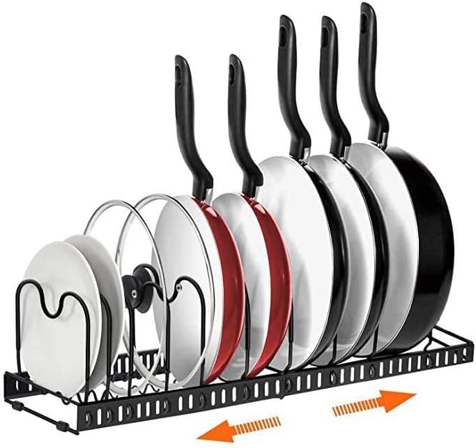 UREVO Pot Rack Organizer, Expandable Pots and Pans Organizer for Cabinet, Pot Lid Organizer Holder Rack for Kitchen Counter and Cabinet Bakeware Organizer - Image 4