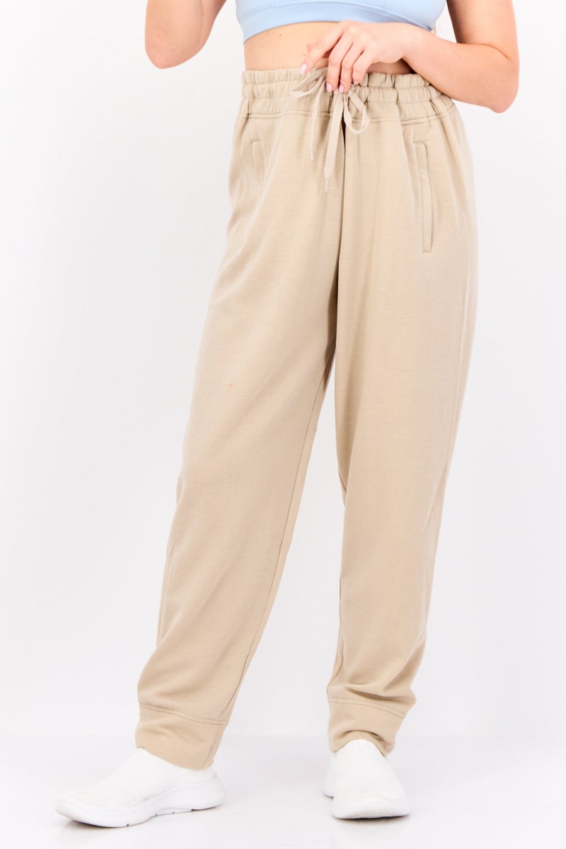 Hype Women Regular Fit Plain Sweatpants, Beige - Image 1