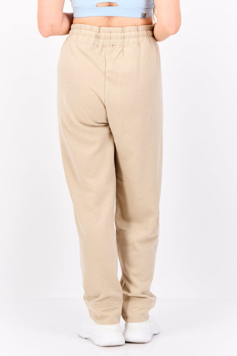 Hype Women Regular Fit Plain Sweatpants, Beige - Image 3