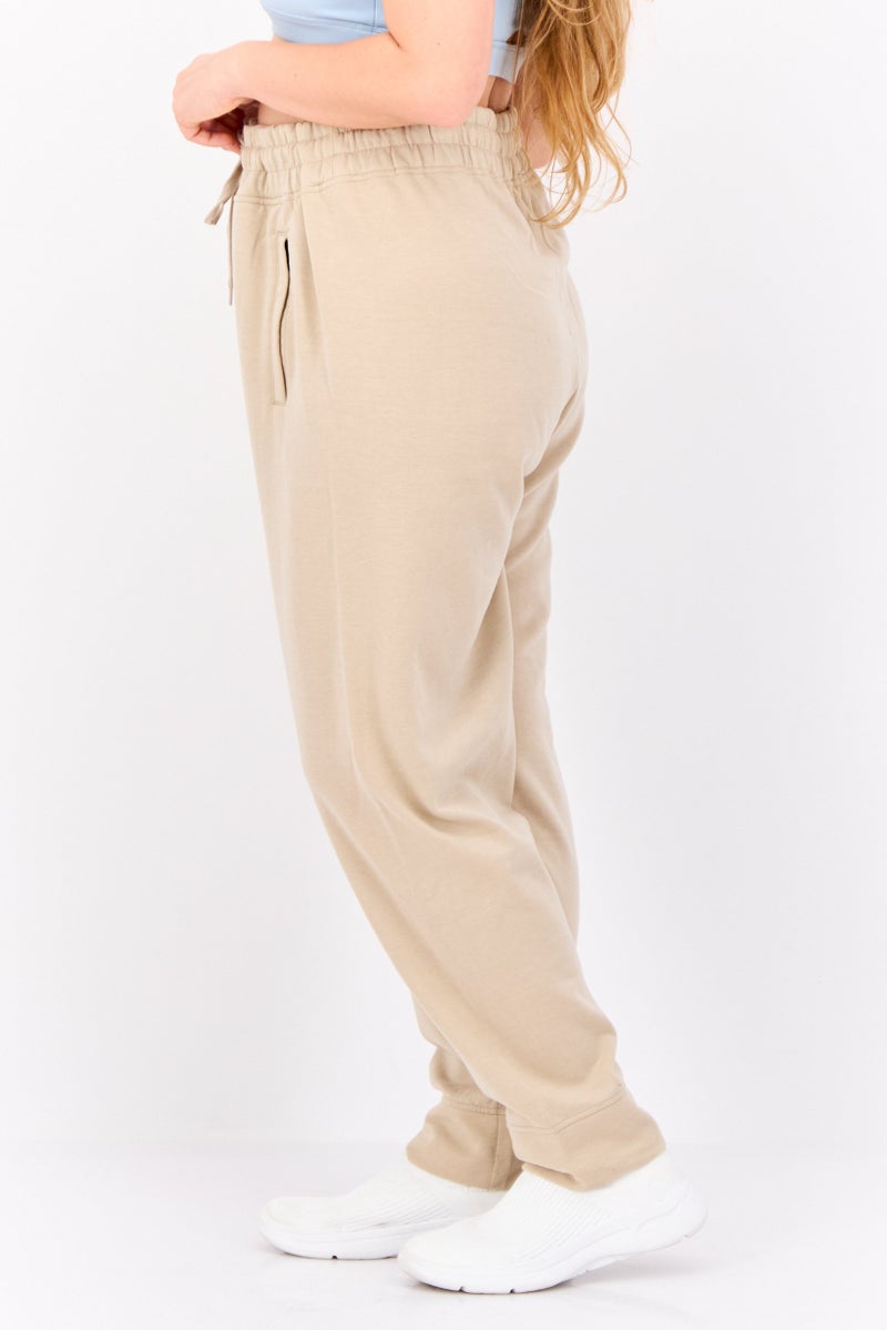 Hype Women Regular Fit Plain Sweatpants, Beige - Image 4