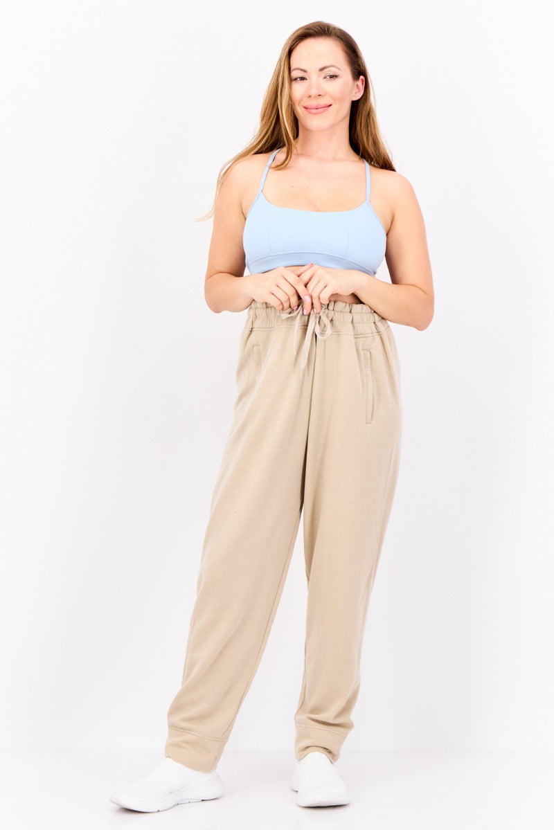 Hype Women Regular Fit Plain Sweatpants, Beige - Image 2