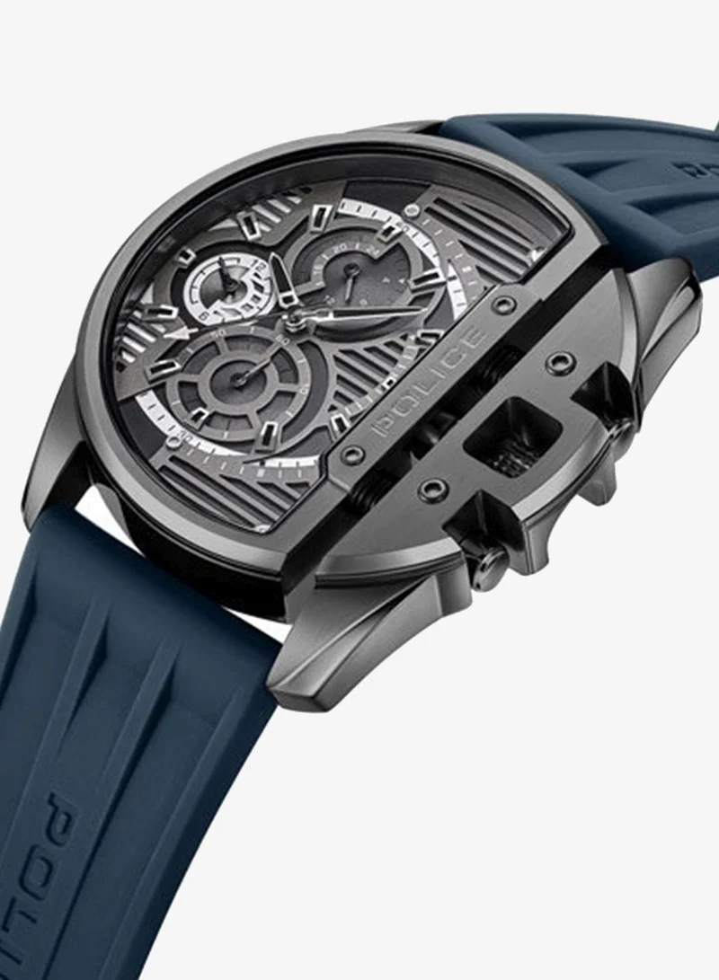 بوليس Daintree Black Dial Silicone Strap Chronograph Watch for Men, 48mm