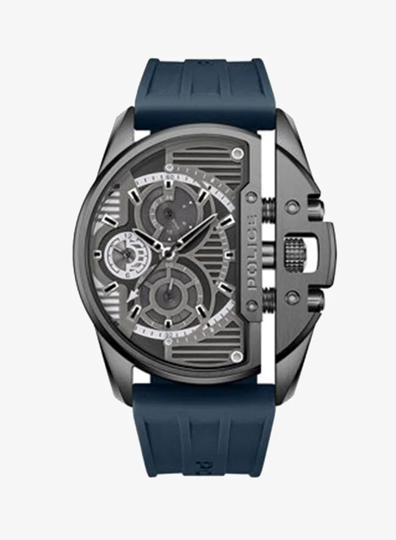 بوليس Daintree Black Dial Silicone Strap Chronograph Watch for Men, 48mm